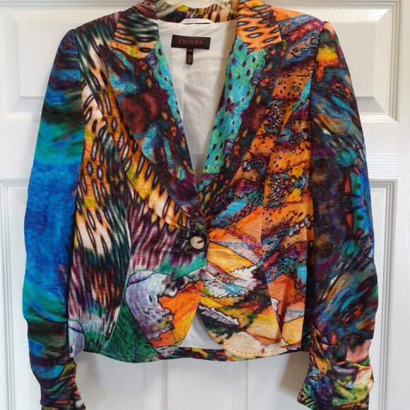 ESCADA Women's Colorful Printed Blazer Size 40 - Perfect Condition! - Picture 1 of 3